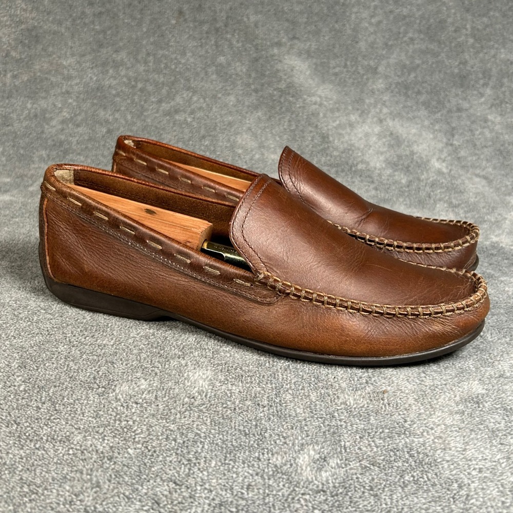 Frye & Co Mens Brown Leather Driving Loafers Slip On Moc Toe Shoes Size 9